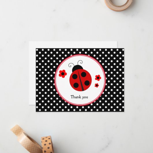 Ladybug Polka Dot Dankeschön Karte (Vorderseite/Rückseite Beispiel)