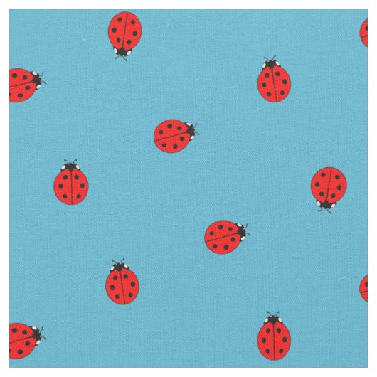 Ladybug Polka Dot Pattern auf blau Stoff (Nahaufnahme)