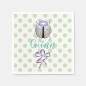 Ladybug polka dot und florgrün lila serviette (Vorderseite)