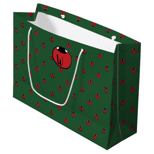 Ladybug Polka Dots Geschenktasche Große Geschenktüte (Vorderseite Schrägansicht)