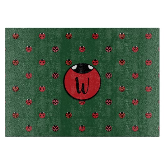 Ladybug Polka Dots Glass Cutting Board Schneidebrett (Vorderseite)
