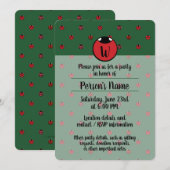 Ladybug Polka Dots Party Einladung (Vorne/Hinten)