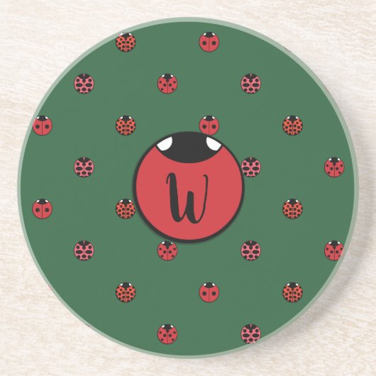 Ladybug Polka Dots Sandstone Untersetzer (Vorne)