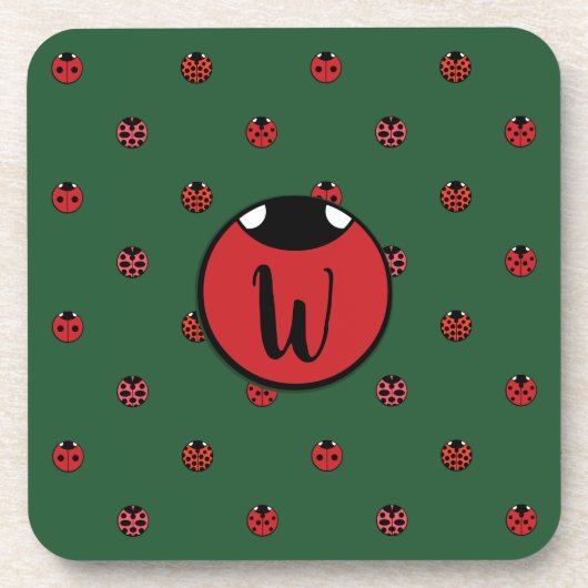 Ladybug Polka Dots Square Untersetzer (Vorderseite)