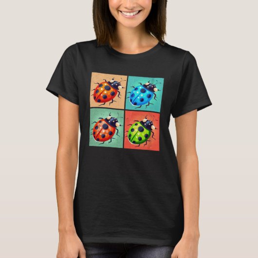 Ladybug Pop Illustration Colorful Animal Women T-Shirt (Vorderseite)