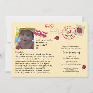 Ladybug Postcard Geburtstagsparty Einladung