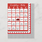 Ladybug Punkts Baby Shower Bingo Card 10 Einladungspostkarte (Vorderseite)