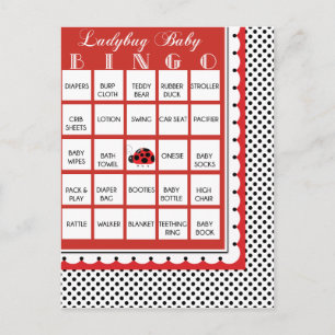 Ladybug Punkts Baby Shower Bingo Card 20 Einladungspostkarte