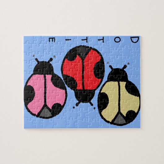 Ladybug Puzzle mit benutzerdefiniertem Text (Horizontal)