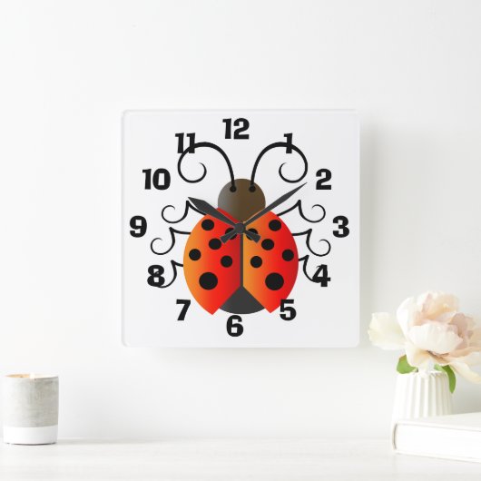 Ladybug Quadratische Wanduhr (Zuhause)