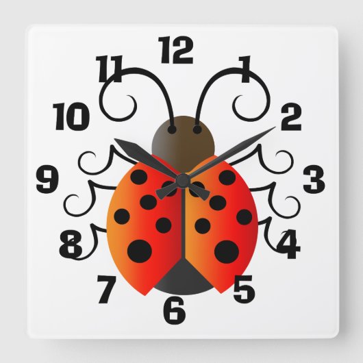 Ladybug Quadratische Wanduhr (Vorderseite)
