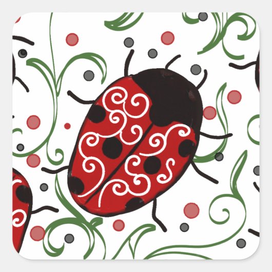 Ladybug Quadratischer Aufkleber (Vorderseite)