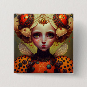 Ladybug Queen 2 Niedlich Fantasy Art Button