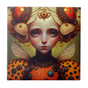 Ladybug Queen 2 Niedlich Fantasy Art Fliese