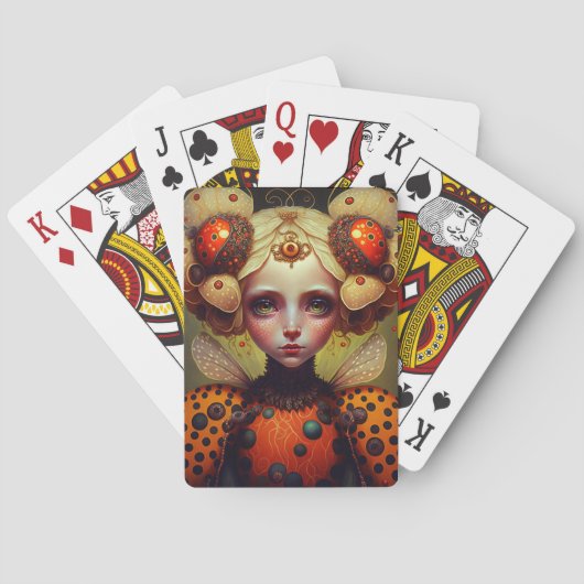 Ladybug Queen 2 Niedlich Fantasy Art Spielkarten (Rückseite)