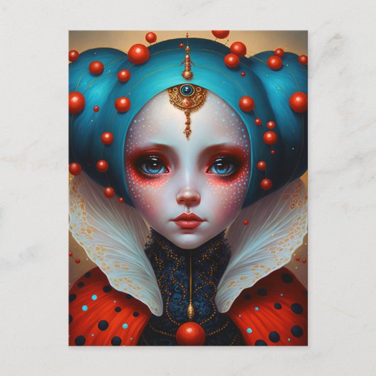 Ladybug Queen Niedlich Fantasy Art Postkarte (Vorderseite)