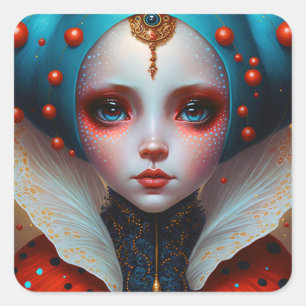 Ladybug Queen Niedlich Fantasy Art Quadratischer Aufkleber