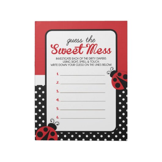 Ladybug rät die Sweet Mess Game-Antwort Notizblock (Rotiert)