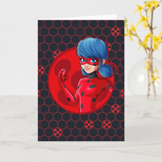 Ladybug Red Abzeichen Karte (Gelbe Blume)