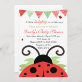 Ladybug Red Baby Girl Dusche Einladung (Vorne/Hinten)