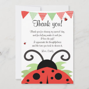 Ladybug Red Black Danke Karte Hinweis