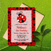 Ladybug Red Black Frame Polka Dots Kindergeburtsta Einladung