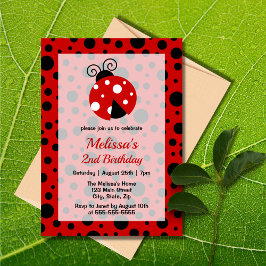 Ladybug Red Black Frame Polka Dots Kindergeburtsta Einladung