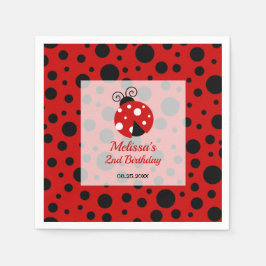 Ladybug Red Black Frame Polka Dots Kindergeburtsta Serviette
