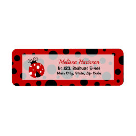 Ladybug Red Black Frame Polka Dots Rücksendeadress