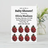 Ladybug Red Black Insect Ladybug Baby Girl Dusche Einladung (Stehend Vorderseite)