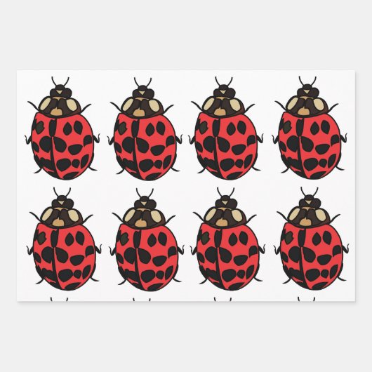 Ladybug Red Black Insect Ladybug Geschenkpapier Set (Vorderseite)