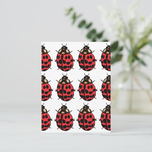 Ladybug Red Black Insect Ladybug Postkarte (Stehend Vorderseite)