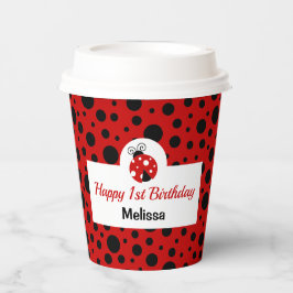 Ladybug Red Black Polka Dots Kindergeburtstag Pappbecher