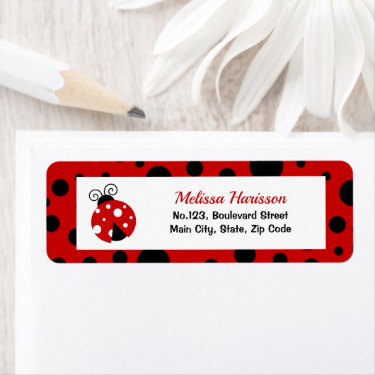 Ladybug Red Black Polka Dots Rücksendeadresse (Insitu)