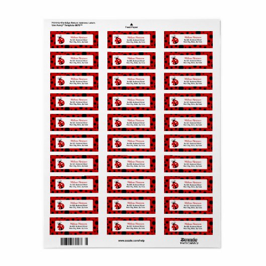 Ladybug Red Black Polka Dots Rücksendeadresse (Vorne)