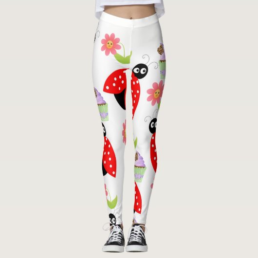 Ladybug Red Cupcake Floral Leggings (Vorderseite)