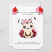 Ladybug Red Pink Flora Girl Kinderdusche Einladung (Rückseite)