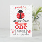 Ladybug Red und Black Polka Dot Birthday Einladung (Stehend Vorderseite)