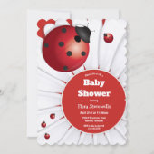 Ladybug Red White Black Baby Dusche Einladung (Vorderseite)