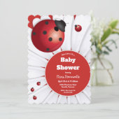 Ladybug Red White Black Baby Dusche Einladung (Stehend Vorderseite)