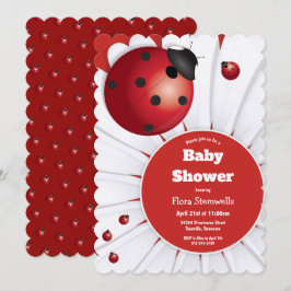 Ladybug Red White Black Baby Dusche Einladung