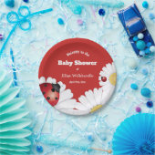 Ladybug Red White Blume Babyduschpapier Pappteller (Party)