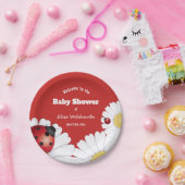 Ladybug Red White Blume Babyduschpapier Pappteller (Party)