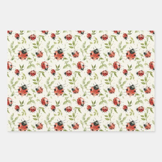 Ladybug Red White Dots Birthday Geschenkpapier Set (Vorderseite 2)