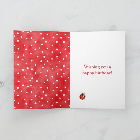 Ladybug Red White Dots Birthday Karte (Innenseite)