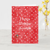 Ladybug Red White Dots Birthday Karte (Gelbe Blume)