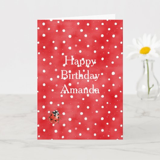 Ladybug Red White Dots Birthday Karte (Kleine Pflanze)