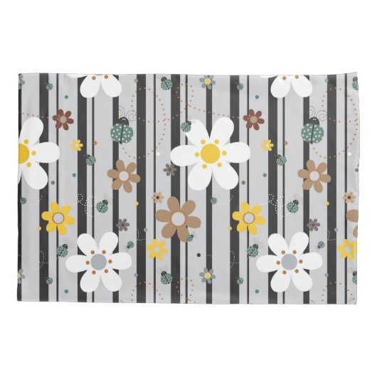 Ladybug Retro Fun Blume Illustration Muster Kissenbezug (Rückseite)