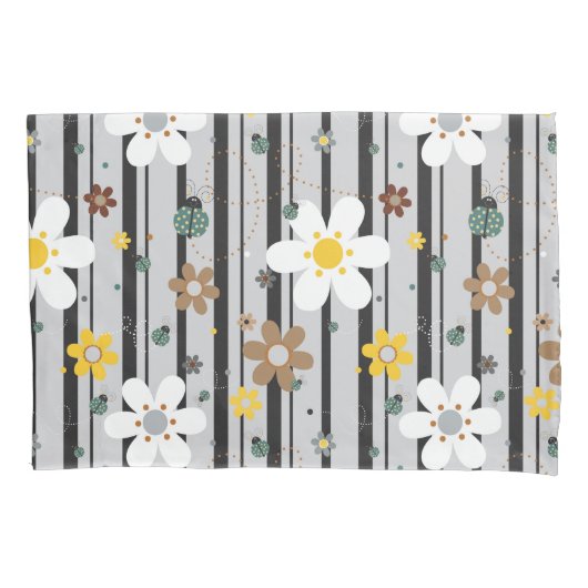 Ladybug Retro Fun Blume Illustration Muster Kissenbezug (Vorderseite)