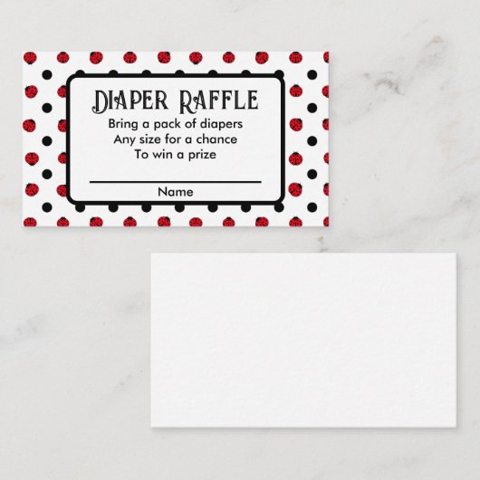 Ladybug retro polka dots Baby Duschdiaper Tombola Begleitkarte (Vorne/Hinten)